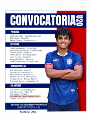 Iván Mercado Rengel convocado Selección Dominicana Sub-20 febrero 2025 Rayo Majadahonda
